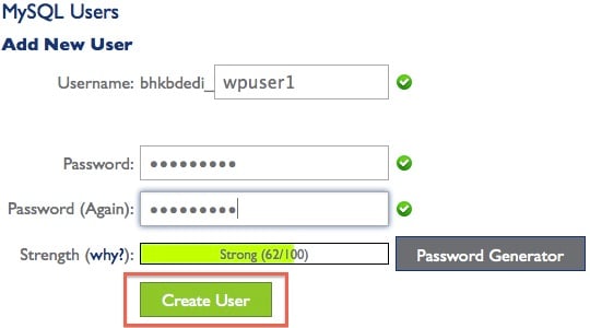 Create Database User