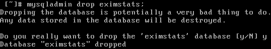 Dropping the the eximstats database.