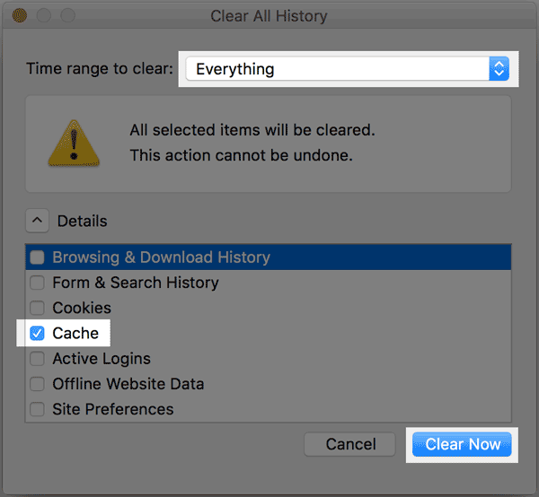History options in Firefox.